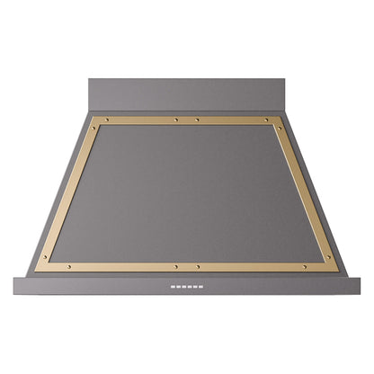 ILVE Nostalgie II Noblesse 40-Inch Canopy Wall-Mount Ducted Range Hood, 600 CFM, Graphite Matte with Brass Trim, UANB40MGG