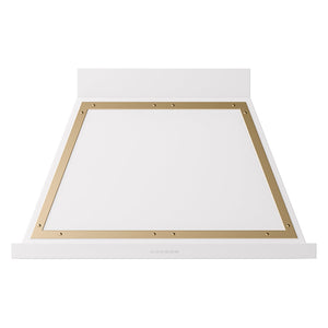 ILVE Nostalgie II Noblesse 40-Inch Canopy Wall-Mount Ducted Range Hood, 600 CFM, White with Brass Trim, UANB40WHG