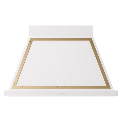 ILVE Nostalgie II Noblesse 40-Inch Canopy Wall-Mount Ducted Range Hood, 600 CFM, White with Brass Trim, UANB40WHG