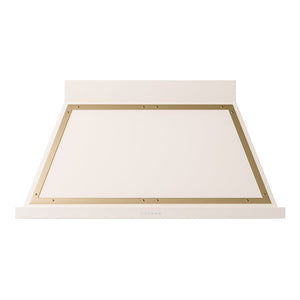 ILVE Nostalgie II Noblesse 48-Inch Canopy Wall-Mount Ducted Range Hood, 600 CFM, Antique White with Brass Trim, UANB48AWG