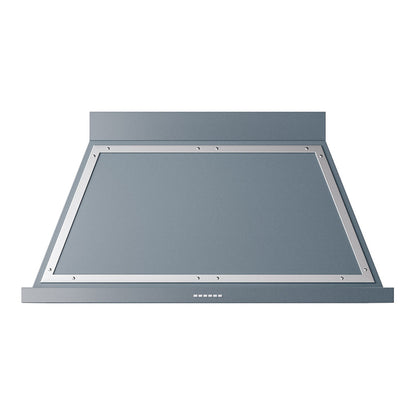 ILVE Nostalgie II Noblesse 48-Inch Canopy Wall-Mount Ducted Range Hood, 600 CFM, Blue Grey with Chrome Trim, UANB48BGC