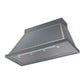 ILVE Nostalgie II Noblesse 48-Inch Canopy Wall-Mount Ducted Range Hood, 600 CFM, Blue Grey with Brass Trim, UANB48BGG