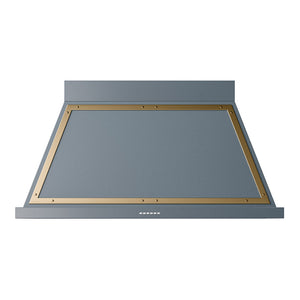 ILVE Nostalgie II Noblesse 48-Inch Canopy Wall-Mount Ducted Range Hood, 600 CFM, Blue Grey with Brass Trim, UANB48BGG