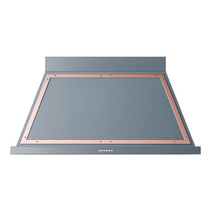 ILVE Nostalgie II Noblesse 48-Inch Canopy Wall-Mount Ducted Range Hood, 600 CFM, Blue Grey with Copper Trim, UANB48BGP