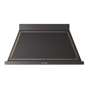ILVE Nostalgie II Noblesse 48-Inch Canopy Wall-Mount Ducted Range Hood, 600 CFM, Glossy Black with Burnished Trim, UANB48BKB