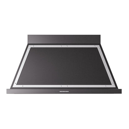 ILVE Nostalgie II Noblesse 48-Inch Canopy Wall-Mount Ducted Range Hood, 600 CFM, Glossy Black with Chrome Trim, UANB48BKC