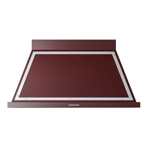 ILVE Nostalgie II Noblesse 48-Inch Canopy Wall-Mount Ducted Range Hood, 600 CFM, Burgundy with Chrome Trim, UANB48BUC