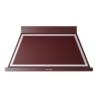 ILVE Nostalgie II Noblesse 48-Inch Canopy Wall-Mount Ducted Range Hood, 600 CFM, Burgundy with Chrome Trim, UANB48BUC