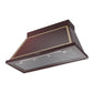 ILVE Nostalgie II Noblesse 48-Inch Canopy Wall-Mount Ducted Range Hood, 600 CFM, Burgundy with Brass Trim, UANB48BUG