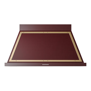ILVE Nostalgie II Noblesse 48-Inch Canopy Wall-Mount Ducted Range Hood, 600 CFM, Burgundy with Brass Trim, UANB48BUG