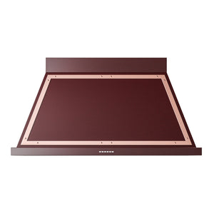 ILVE Nostalgie II Noblesse 48-Inch Canopy Wall-Mount Ducted Range Hood, 600 CFM, Burgundy with Copper Trim, UANB48BUP