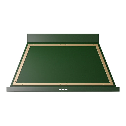 ILVE Nostalgie II Noblesse 48-Inch Canopy Wall-Mount Ducted Range Hood, 600 CFM, Emerald Green with Brass Trim, UANB48EGG