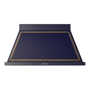ILVE Nostalgie II Noblesse 48-Inch Canopy Wall-Mount Ducted Range Hood, 600 CFM, Midnight Blue with Burnished Trim, UANB48MBB