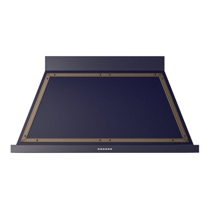 ILVE Nostalgie II Noblesse 48-Inch Canopy Wall-Mount Ducted Range Hood, 600 CFM, Midnight Blue with Burnished Trim, UANB48MBB