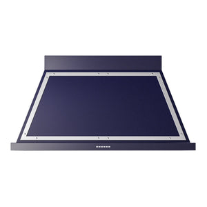 ILVE Nostalgie II Noblesse 48-Inch Canopy Wall-Mount Ducted Range Hood, 600 CFM, Midnight Blue with Chrome Trim, UANB48MBC
