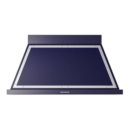 ILVE Nostalgie II Noblesse 48-Inch Canopy Wall-Mount Ducted Range Hood, 600 CFM, Midnight Blue with Chrome Trim, UANB48MBC