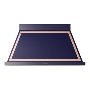 ILVE Nostalgie II Noblesse 48-Inch Canopy Wall-Mount Ducted Range Hood, 600 CFM, Midnight Blue with Copper Trim, UANB48MBP