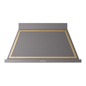 ILVE Nostalgie II Noblesse 48-Inch Canopy Wall-Mount Ducted Range Hood, 600 CFM, Graphite Matte with Brass Trim, UANB48MGG
