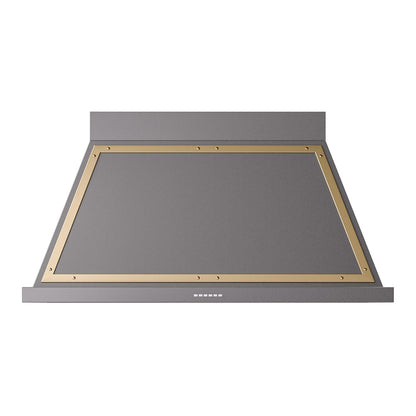 ILVE Nostalgie II Noblesse 48-Inch Canopy Wall-Mount Ducted Range Hood, 600 CFM, Graphite Matte with Brass Trim, UANB48MGG