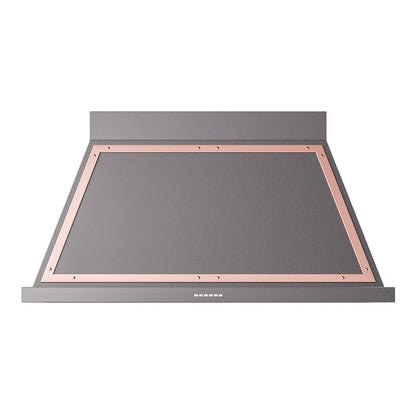ILVE Nostalgie II Noblesse 48-Inch Canopy Wall-Mount Ducted Range Hood, 600 CFM, Graphite Matte with Copper Trim, UANB48MGP