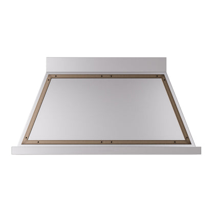 ILVE Nostalgie II Noblesse 48-Inch Canopy Wall-Mount Ducted Range Hood, 600 CFM, Stainless Steel with Burnished Trim, UANB48SSB