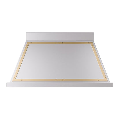 ILVE Nostalgie II Noblesse 48-Inch Canopy Wall-Mount Ducted Range Hood, 600 CFM, Stainless Steel with Brass Trim, UANB48SSG