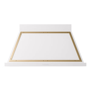ILVE Nostalgie II Noblesse 48-Inch Canopy Wall-Mount Ducted Range Hood, 600 CFM, White with Brass Trim, UANB48WHG