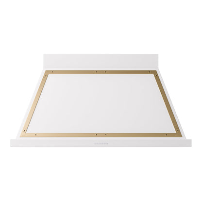 ILVE Nostalgie II Noblesse 48-Inch Canopy Wall-Mount Ducted Range Hood, 600 CFM, White with Brass Trim, UANB48WHG