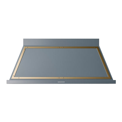 ILVE Nostalgie II Noblesse 60-Inch Canopy Wall-Mount Ducted Range Hood, 600 CFM, Blue Grey with Brass Trim, UANB60BGG