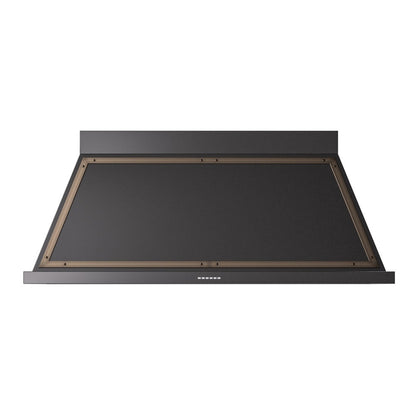 ILVE Nostalgie II Noblesse 60-Inch Canopy Wall-Mount Ducted Range Hood, 600 CFM, Glossy Black with Burnished Trim, UANB60BKB