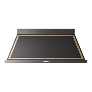 ILVE Nostalgie II Noblesse 60-Inch Canopy Wall-Mount Ducted Range Hood, 600 CFM, Glossy Black with Brass Trim, UANB60BKG