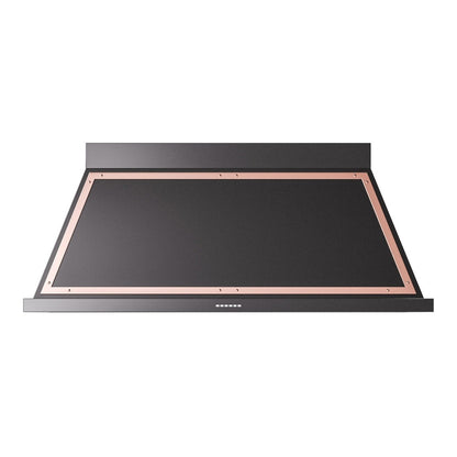 ILVE Nostalgie II Noblesse 60-Inch Canopy Wall-Mount Ducted Range Hood, 600 CFM, Glossy Black with Copper Trim, UANB60BKP