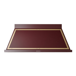 ILVE Nostalgie II Noblesse 60-Inch Canopy Wall-Mount Ducted Range Hood, 600 CFM, Burgundy with Brass Trim, UANB60BUG