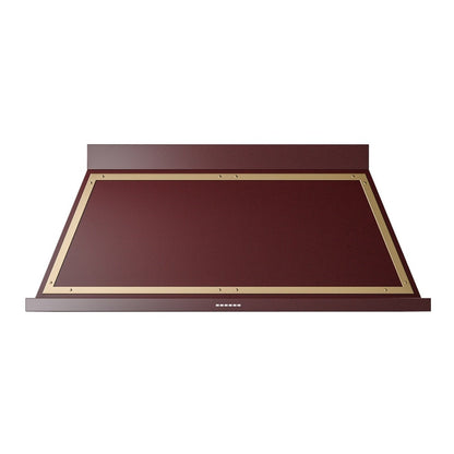 ILVE Nostalgie II Noblesse 60-Inch Canopy Wall-Mount Ducted Range Hood, 600 CFM, Burgundy with Brass Trim, UANB60BUG