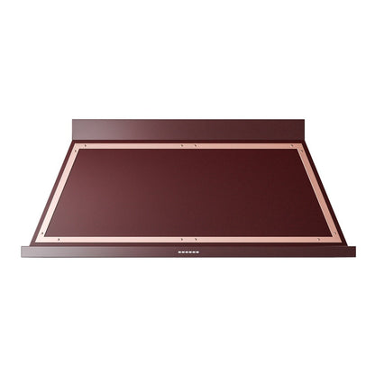 ILVE Nostalgie II Noblesse 60-Inch Canopy Wall-Mount Ducted Range Hood, 600 CFM, Burgundy with Copper Trim, UANB60BUP