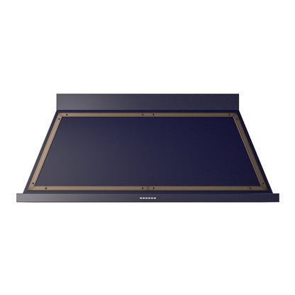 ILVE Nostalgie II Noblesse 60-Inch Canopy Wall-Mount Ducted Range Hood, 600 CFM, Midnight Blue with Burnished Trim, UANB60MBB