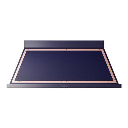 ILVE Nostalgie II Noblesse 60-Inch Canopy Wall-Mount Ducted Range Hood, 600 CFM, Midnight Blue with Copper Trim, UANB60MBP