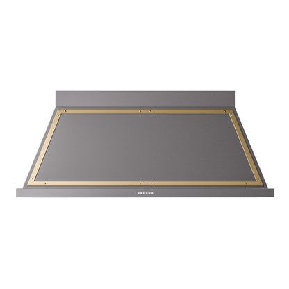 ILVE Nostalgie II Noblesse 60-Inch Canopy Wall-Mount Ducted Range Hood, 600 CFM, Graphite Matte with Brass Trim, UANB60MGG