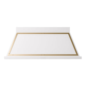 ILVE Nostalgie II Noblesse 60-Inch Canopy Wall-Mount Ducted Range Hood, 600 CFM, White with Brass Trim, UANB60WHG