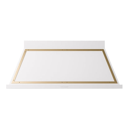 ILVE Nostalgie II Noblesse 60-Inch Canopy Wall-Mount Ducted Range Hood, 600 CFM, White with Brass Trim, UANB60WHG
