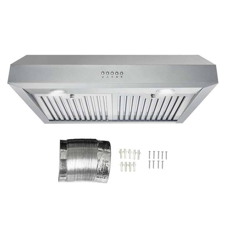 Cosmo 30" 380 CFM Convertible Under Cabinet Range Hood with Push Button Controls and Carbon Filter Kit, UC30-DL