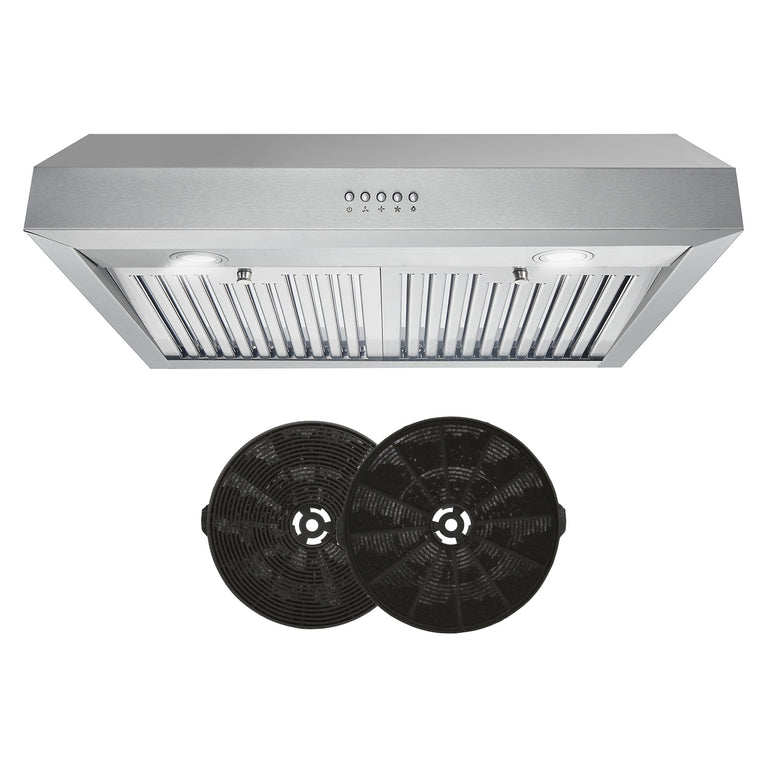 Cosmo 30" 380 CFM Convertible Under Cabinet Range Hood with Push Button Controls and Carbon Filter Kit, UC30-DL
