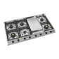 ILVE Nostalgie II 48-Inch Gas Cooktop with 8 Sealed Burners + Griddle, Stainless Steel with Burnished Trim, Liquid Propane, UHCP1265FNSSBLP