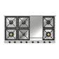 ILVE Nostalgie II 48-Inch Gas Cooktop with 8 Sealed Burners + Griddle, Stainless Steel with Burnished Trim, Liquid Propane, UHCP1265FNSSBLP
