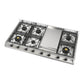 ILVE Nostalgie II 48-Inch Gas Cooktop with 8 Sealed Burners + Griddle, Stainless Steel with Burnished Trim, Natural Gas, UHCP1265FNSSB
