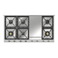 ILVE Nostalgie II 48-Inch Gas Cooktop with 8 Sealed Burners + Griddle, Stainless Steel with Chrome Trim, Liquid Propane, UHCP1265FNSSCLP