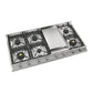 ILVE Nostalgie II 48-Inch Gas Cooktop with 8 Sealed Burners + Griddle, Stainless Steel with Chrome Trim, Natural Gas, UHCP1265FNSSC