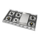 ILVE Nostalgie II 48-Inch Gas Cooktop with 8 Sealed Burners + Griddle, Stainless Steel with Chrome Trim, Natural Gas, UHCP1265FNSSC