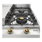 ILVE Nostalgie II 48-Inch Gas Cooktop with 8 Sealed Burners + Griddle, Stainless Steel with Brass Trim, Liquid Propane, UHCP1265FNSSGLP