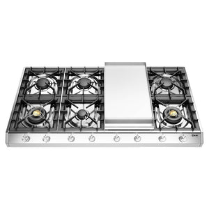 ILVE Professional Plus II 48-Inch Gas Cooktop with 8 Sealed Burners + Griddle, Stainless Steel, Liquid Propane, UHCP1265FSSLP